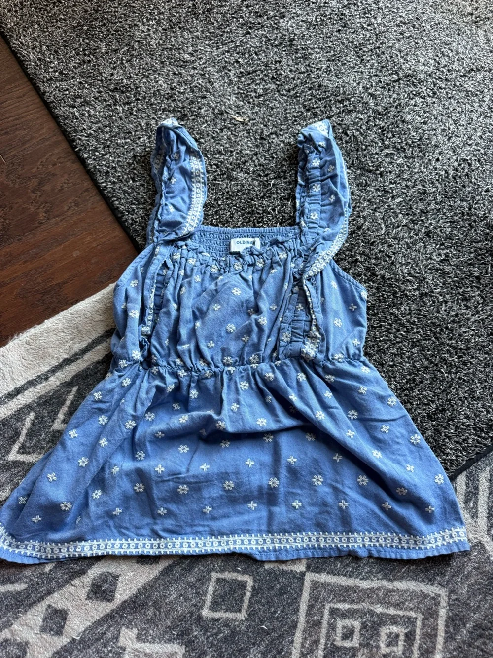 Old Navy Blue Floral Ruffle Strap Sundress